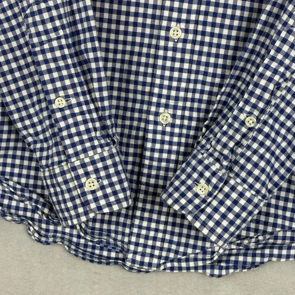 Ralph Lauren Oxford Shirt Men’s Medium Blue Gingham Check Flesh Pony Slim Fit
